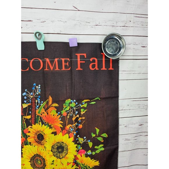 Welcome Fall Sunflowers & Pumpkins House Flag Cloth 40x27" - Picture 5 of 8